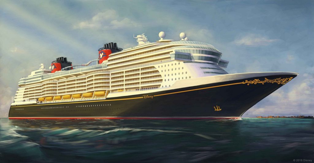 Renderização do visual externo dos novos navios. Imagem: Disney Cruise Line